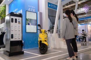 Charging stations for swappable batteries used in electric scooters are being introduced across Europe