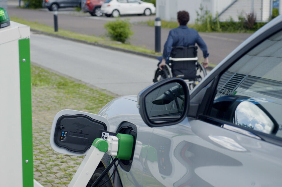 This fully automated charging station is designed to aid disabled drivers