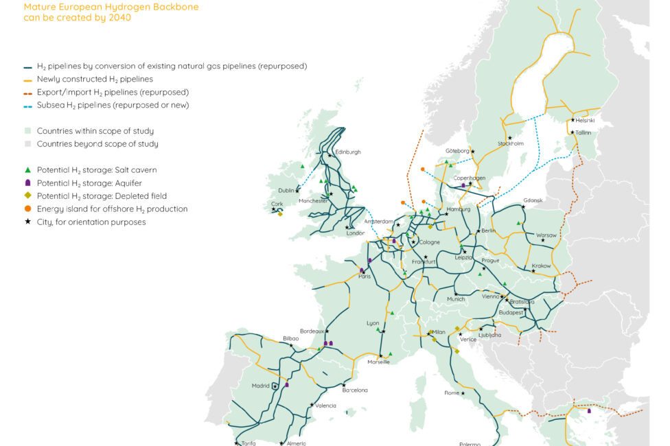 Up to 40,000 kilometers of pipeline to cover demand for hydrogen in European service stations
