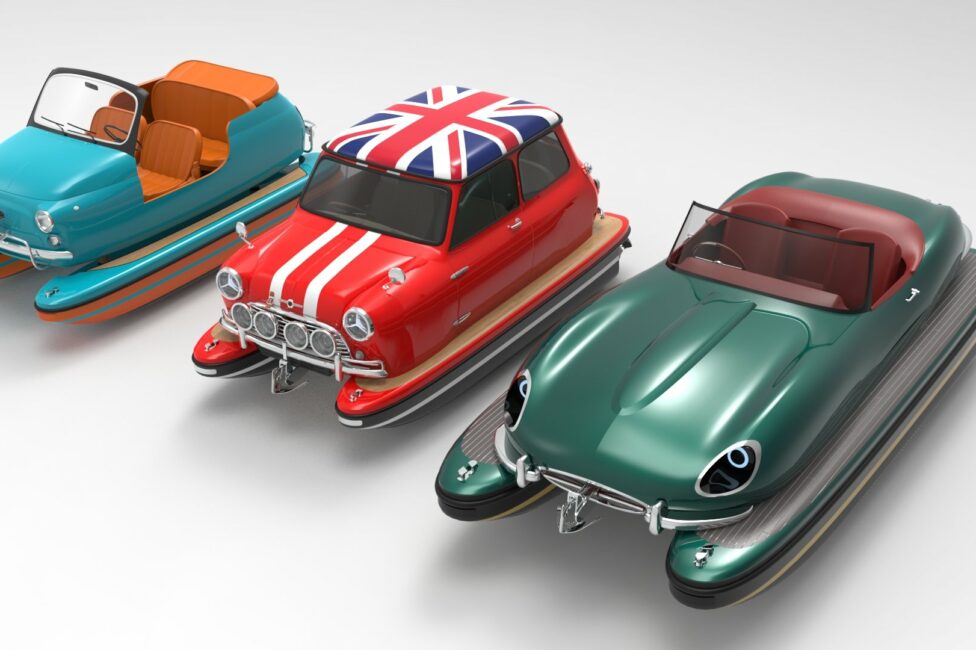 Legendary cars reinvented in floating form